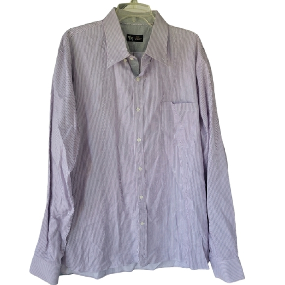 Hart Schaffner Marx Men's button down long sleeve blue pink white stripes XXL‎